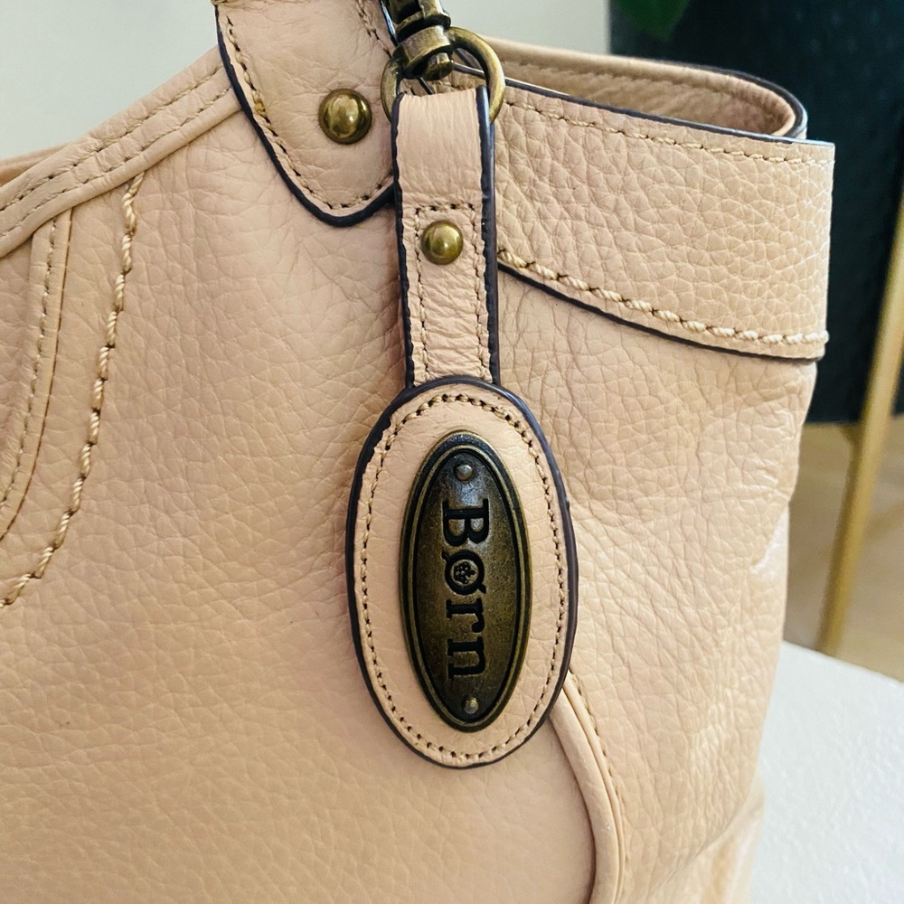 Born Tan Leather Snap Close 3 Compartment Shoulder Purse - Picture 5 of 10